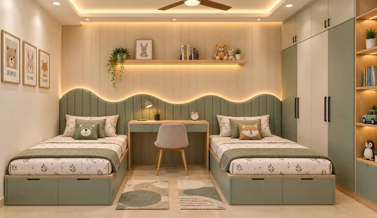 Playful Kids Bedroom with Built-in Slide & Toy Storage Stairs #16